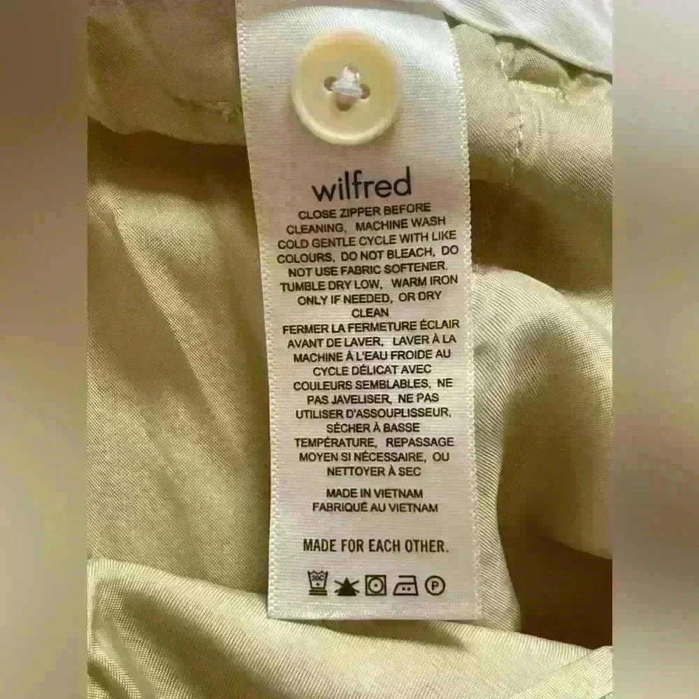 Wilfred Aritzia Yellow Linen Blend Wide Leg Pant Women's Size 00